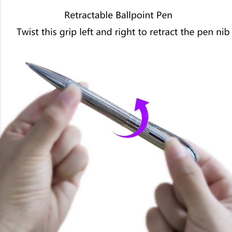 Penneed Ballpoint Pen for Men Women Executive Home Office Use, with Gift box Refillable 1.0mm Black Ink B5(Elegant Silver) - Image 3